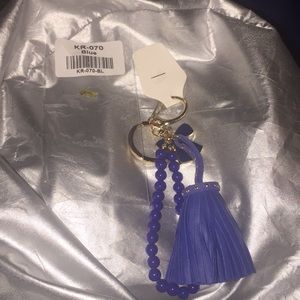 Blue Faux Leather Tassel/Beads Key & Bag Charm👜